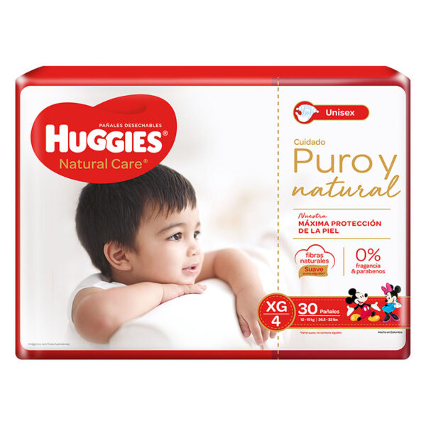 PAN.HUGGIES NAT.CARE NINO ET.4 XG 30 UDS