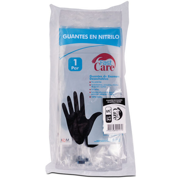 GUANTE FAST CARE NITR.NEGRO T.S 12PAR.IC