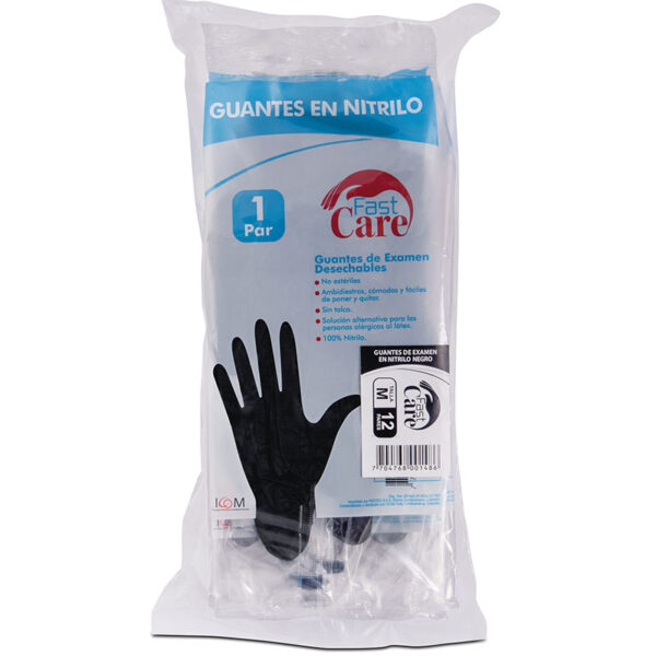 GUANTE FAST CARE NITR.NEGRO T.M 12PAR.IC