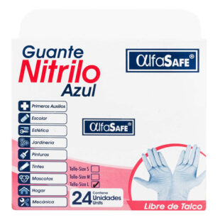 GUANTE EXAM.NITRILO AZUL ALFA T.L 24 UND