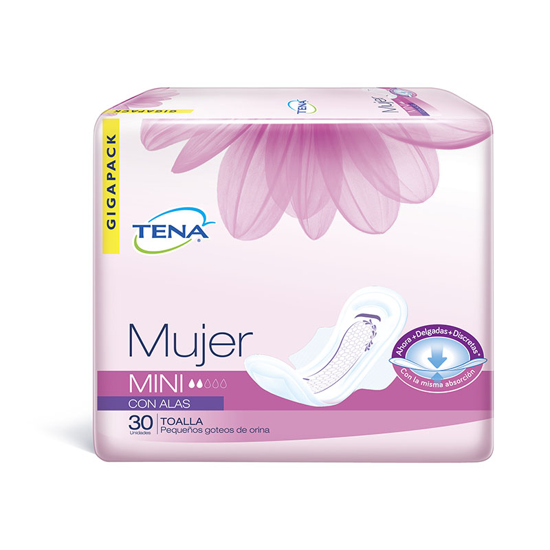 Toalla Tena Mujer Mini Alas 30 Unidades