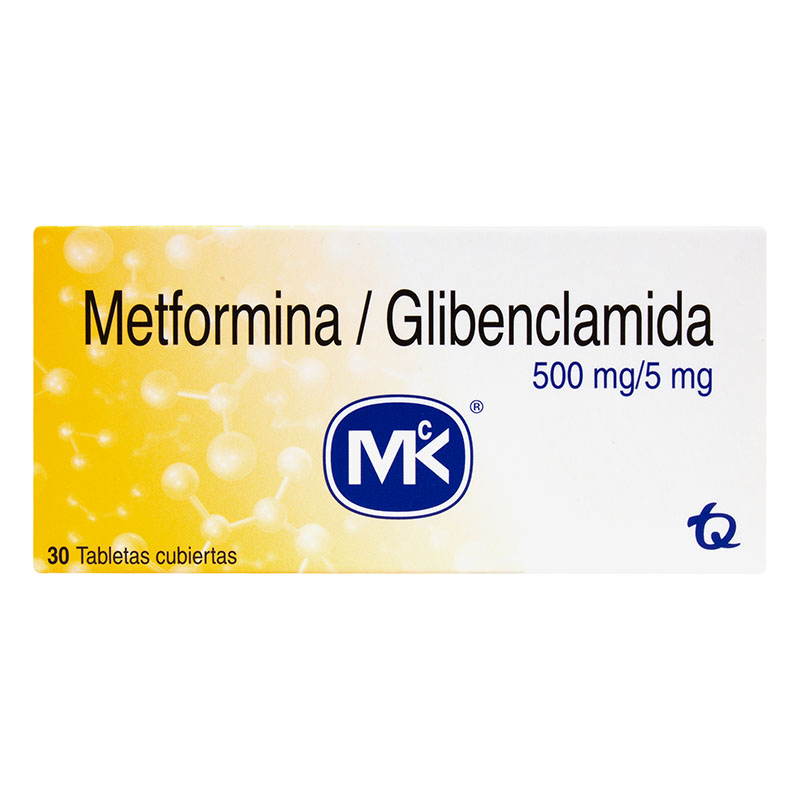 Metformina 500 Mg Glibenclamida 5 Mg 30 Tabletas Mk