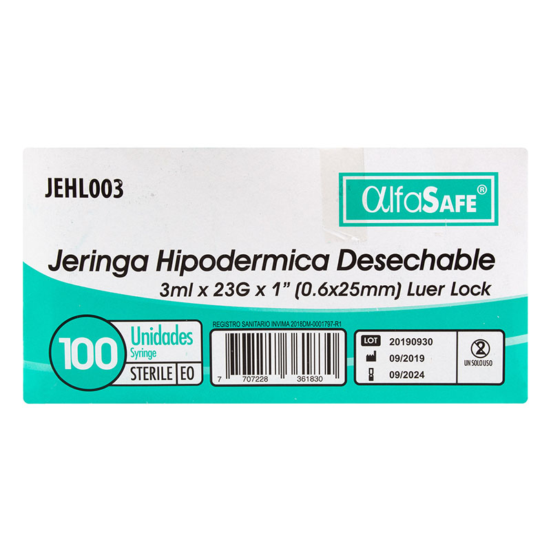 Jeringa Alfa 3P 3 Ml 23 X 1 100 Uds - Imagen 2